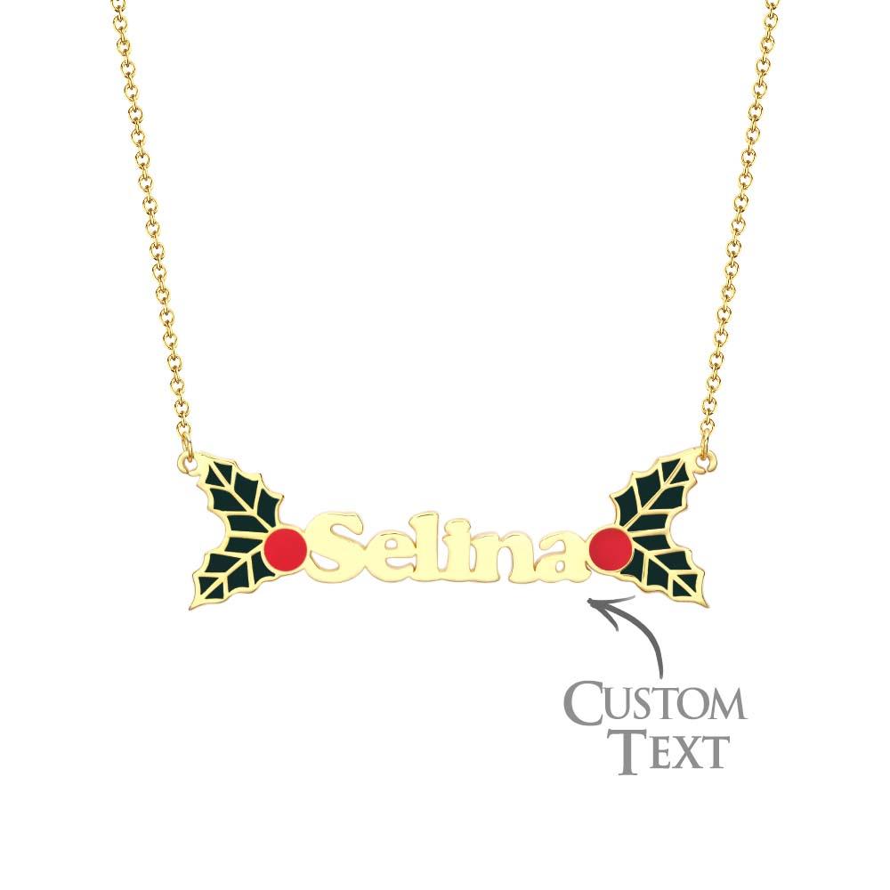 Custom Name Necklace Christmas Berries Unique Gift