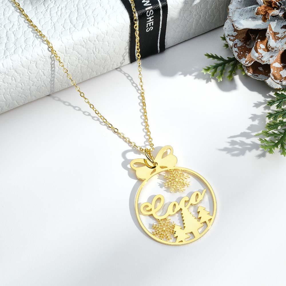 Custom Christmas Tree Name Necklace Gift for Her