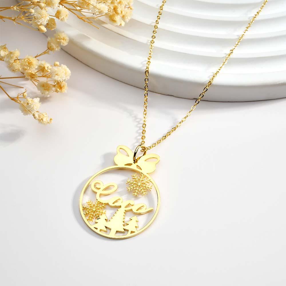 Custom Christmas Tree Name Necklace Gift for Her