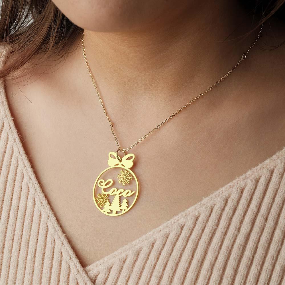 Custom Christmas Tree Name Necklace Gift for Her