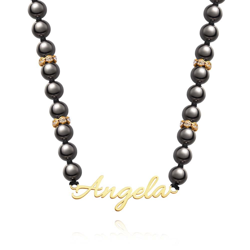 Personalized Name Black Beads Necklace Simple jewelry Gifts For Her