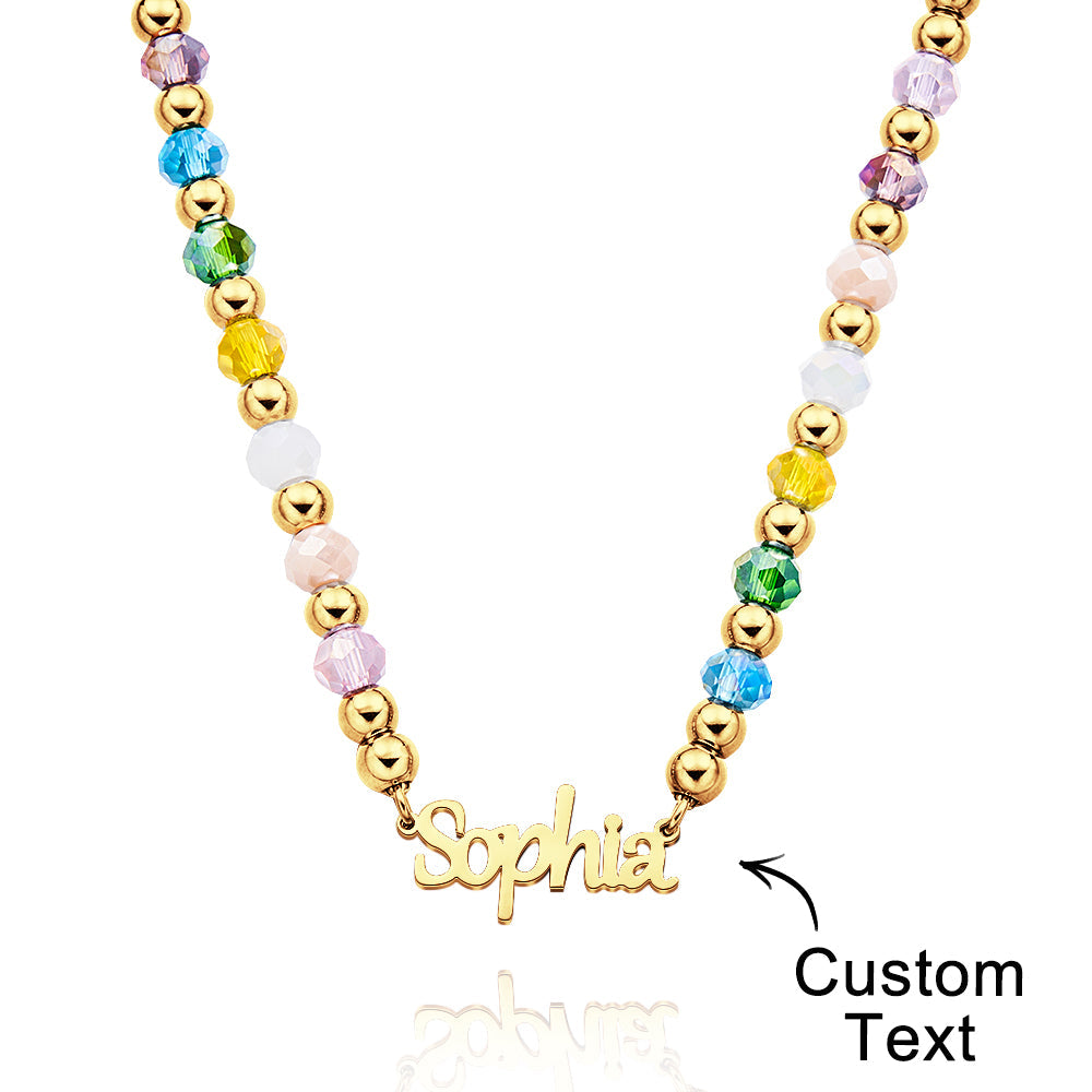 Custom Rainbow Beaded Name Necklace Summer Fashion Colorful Necklace for Kids