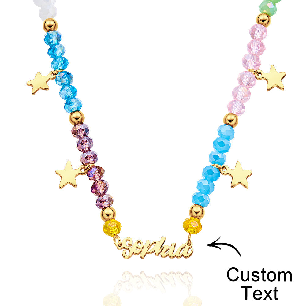 Custom Name Necklace Summer Fashion Colorful Beaded Necklace for Kids