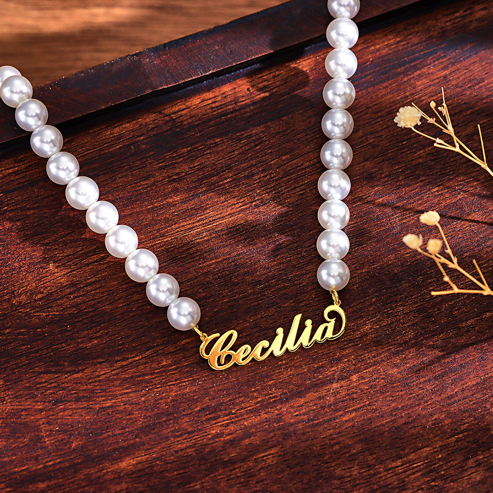 Custom Name Necklace Pearl Classic Romantic Gift