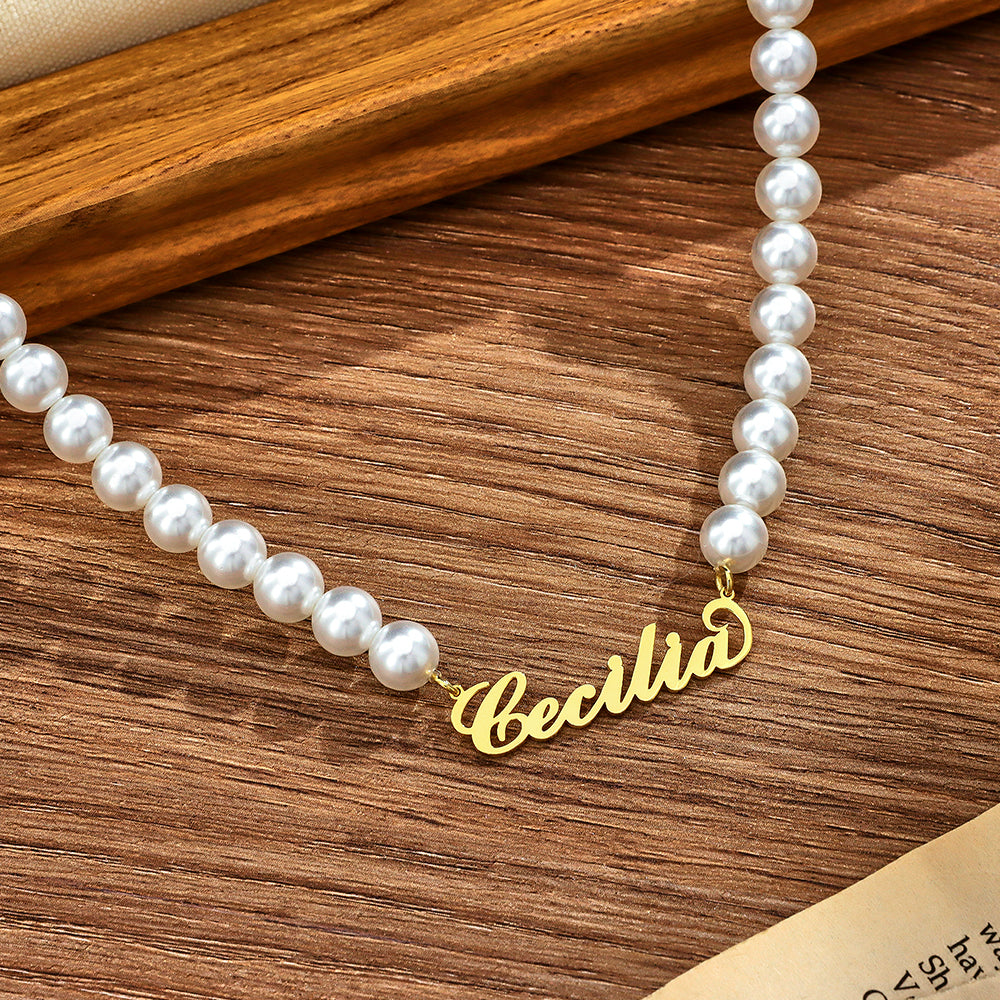 Custom Name Necklace Pearl Classic Romantic Gift