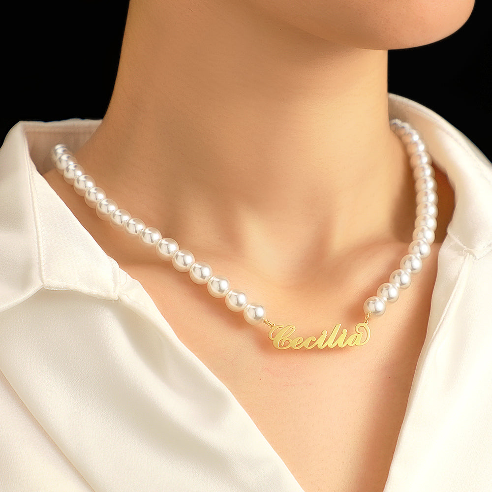 Custom Name Necklace Pearl Classic Romantic Gift