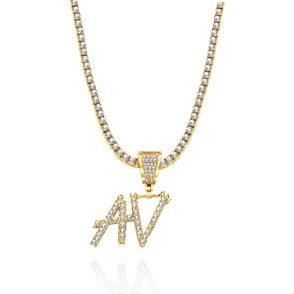 Custom Name Necklace Pendant Graffiti Style Necklace Cubic Zirconia Diamond Simulant