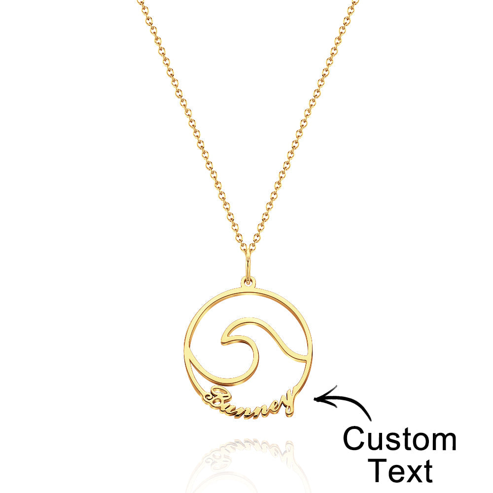 Custom Name Ocean Wave Name Necklace Personalized Necklace Gift for Her