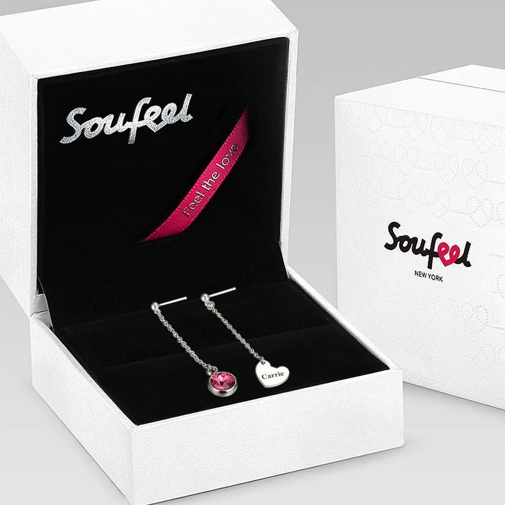Engraved Drop Earrings with Custom Birthstone