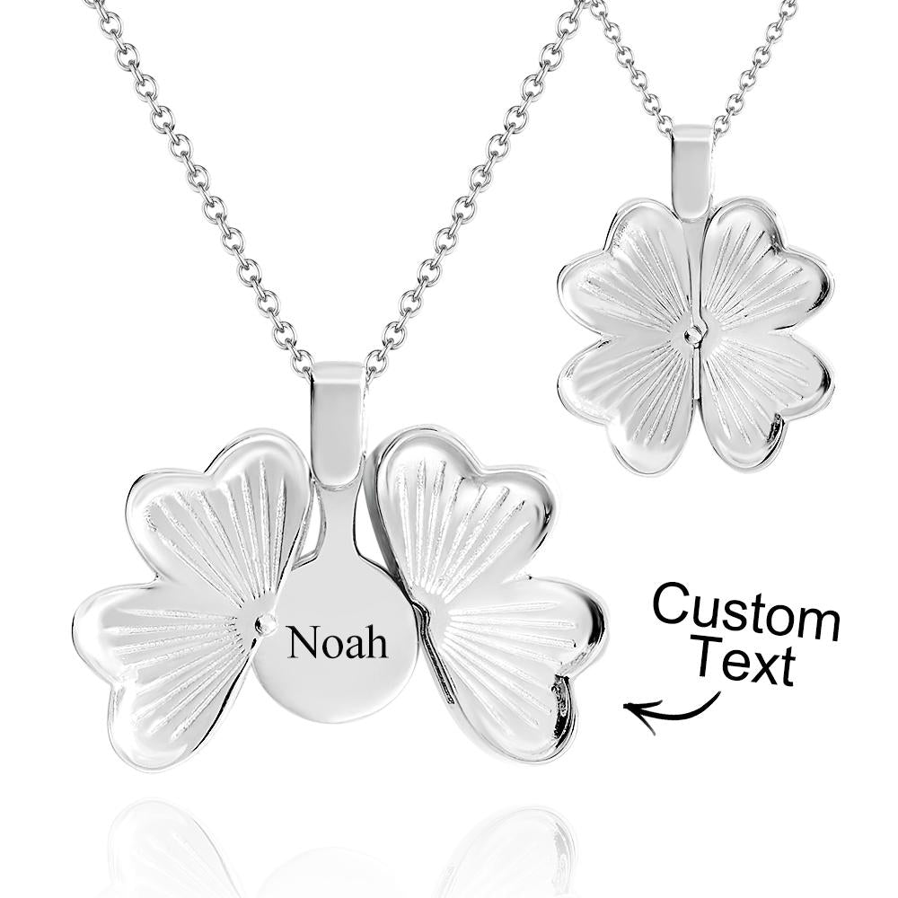 Custom Name Lucky Clover Necklace Personalized Engraved Necklace Gift for Her