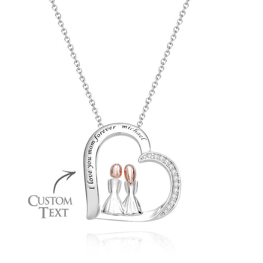 Engravable Zircon Necklace Two Girls Sitting Together Casual Necklace For Friends