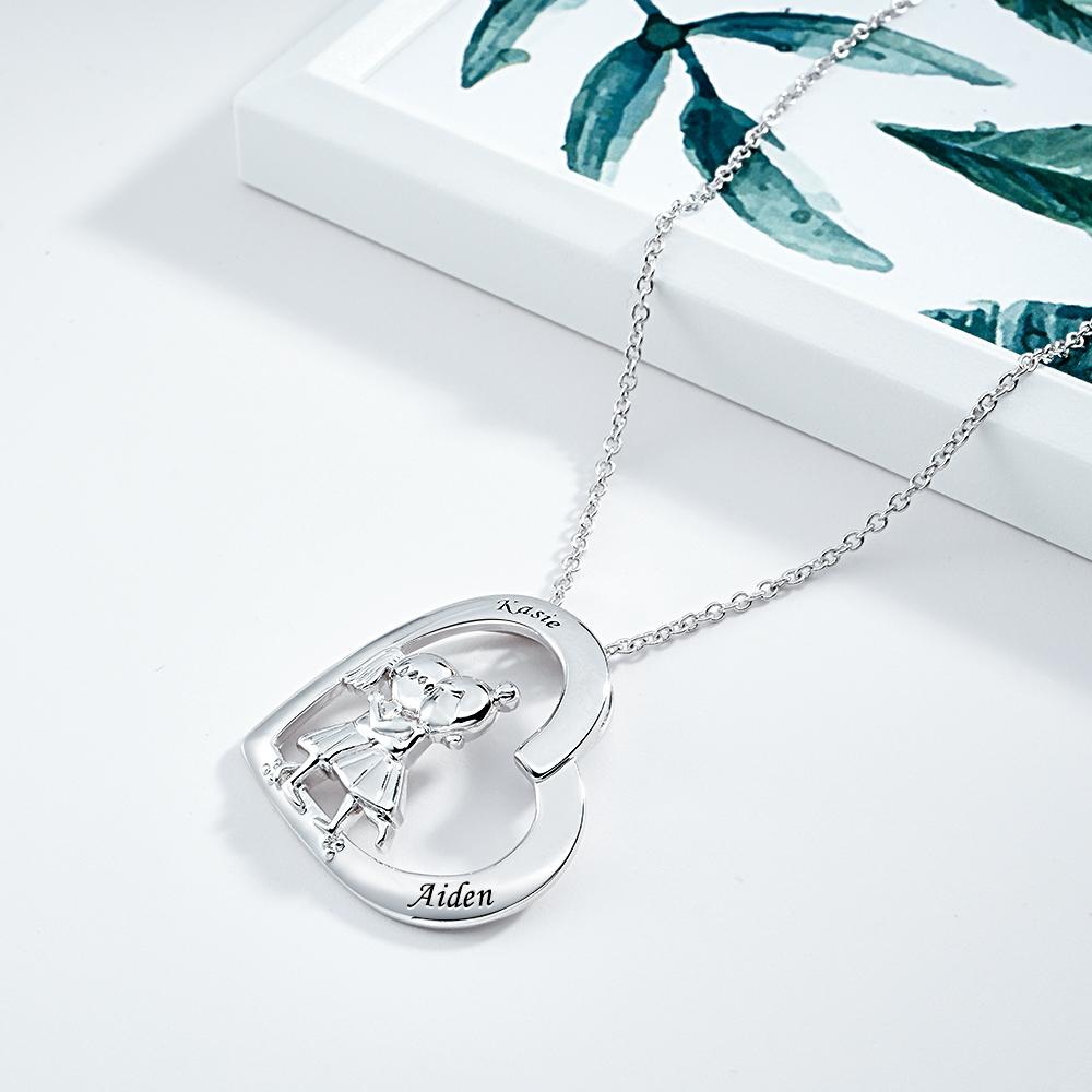 Custom Engraved Best Friends Necklace     Personalized Heart Pendant Necklace Gifts For Her