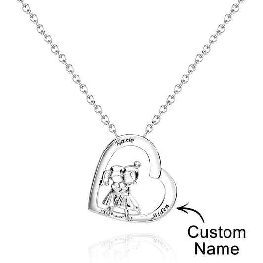 Custom Engraved Best Friends Necklace     Personalized Heart Pendant Necklace Gifts For Her