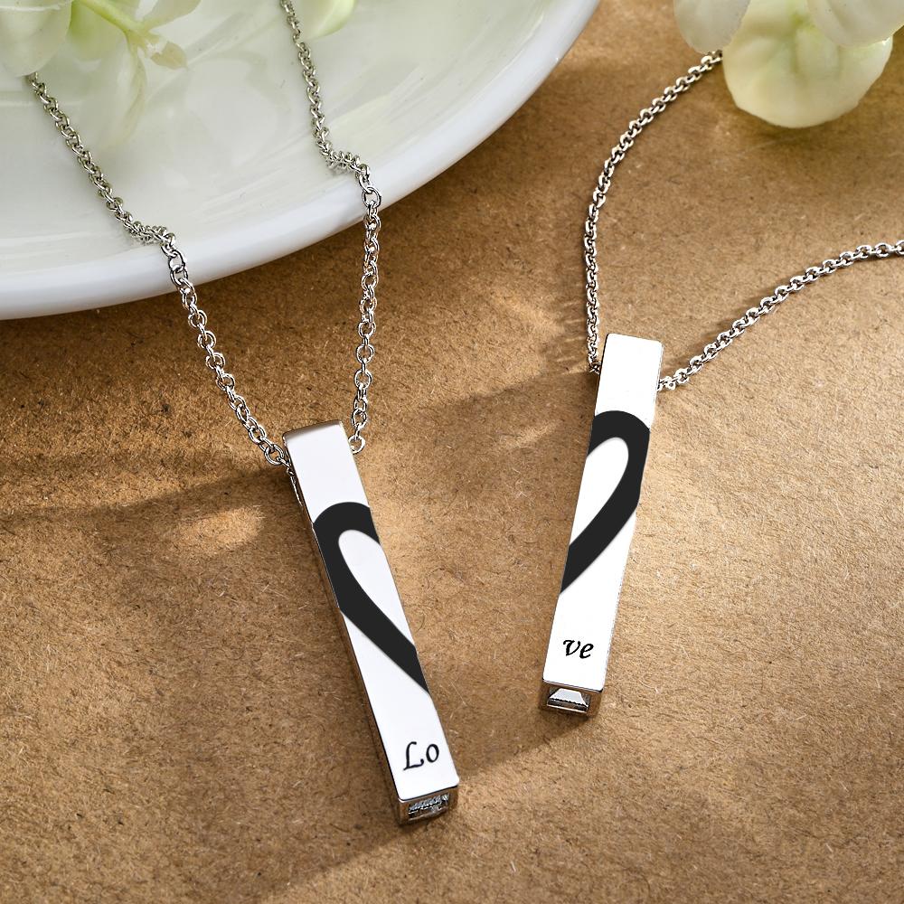 Custom Engraved Necklace Love Heart Pattern Jewelry For Couples