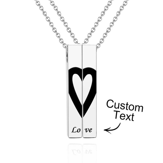 Custom Engraved Necklace Love Heart Pattern Jewelry For Couples
