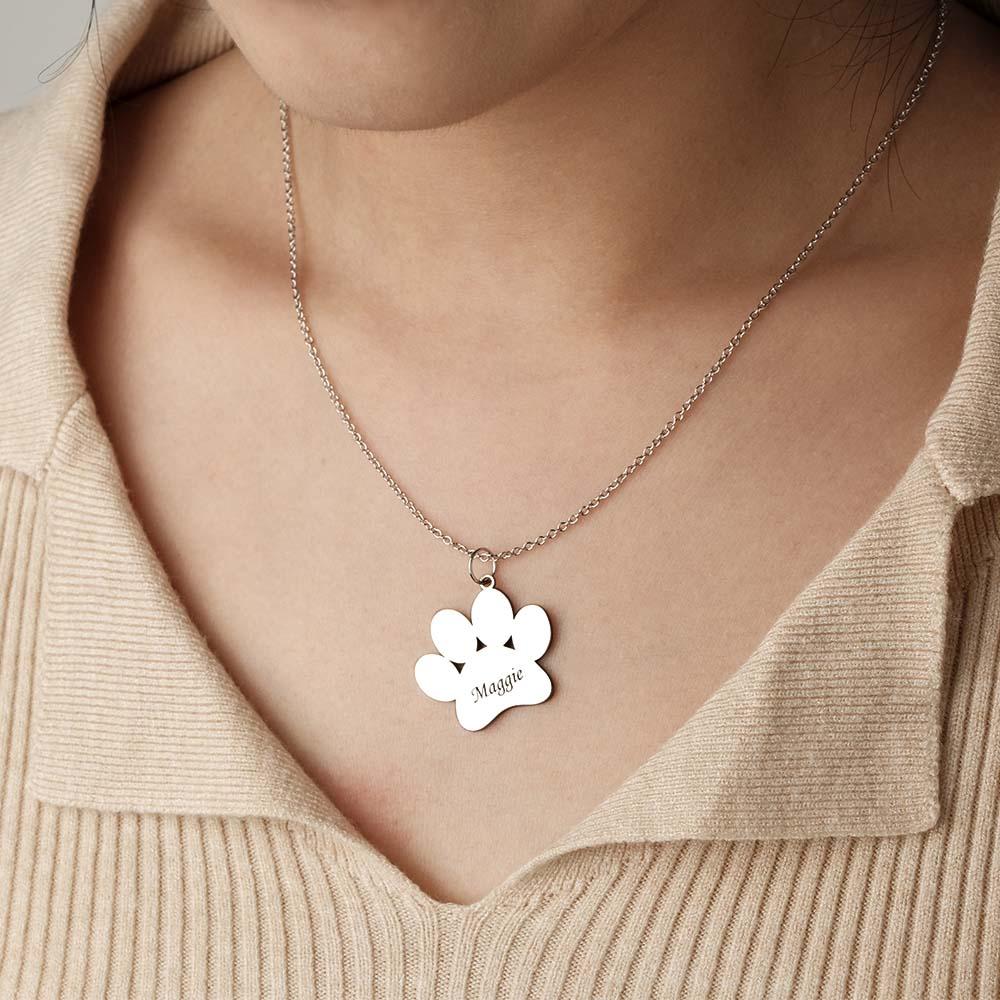 Lovely Engravable Pet Paw Necklace Dog Paw Pendant For Pet Lovers