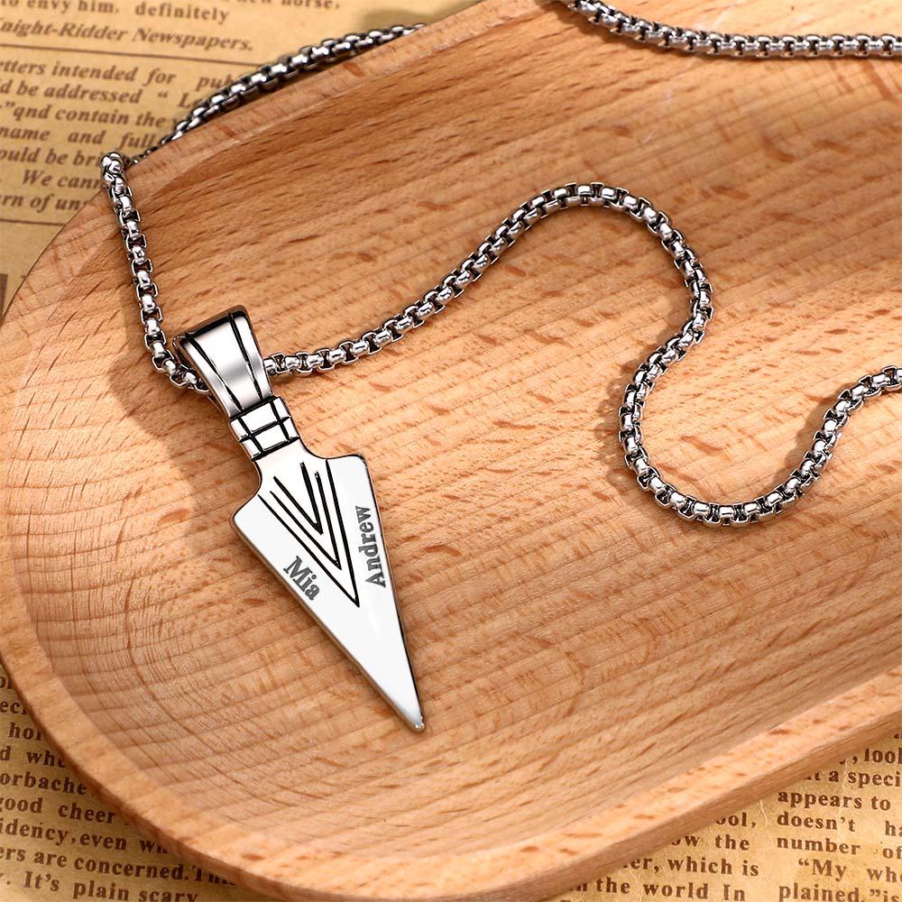 Custom Name Necklace Spear Point Fashion Gift for Men
