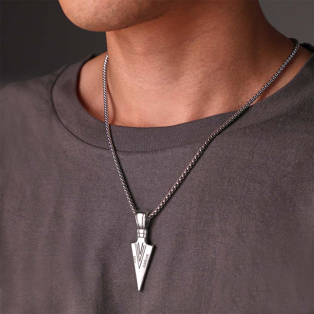 Custom Name Necklace Spear Point Fashion Gift for Men