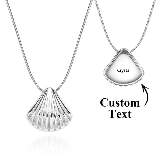 Custom Engraved Necklace Scallop Shell Pendant Gift