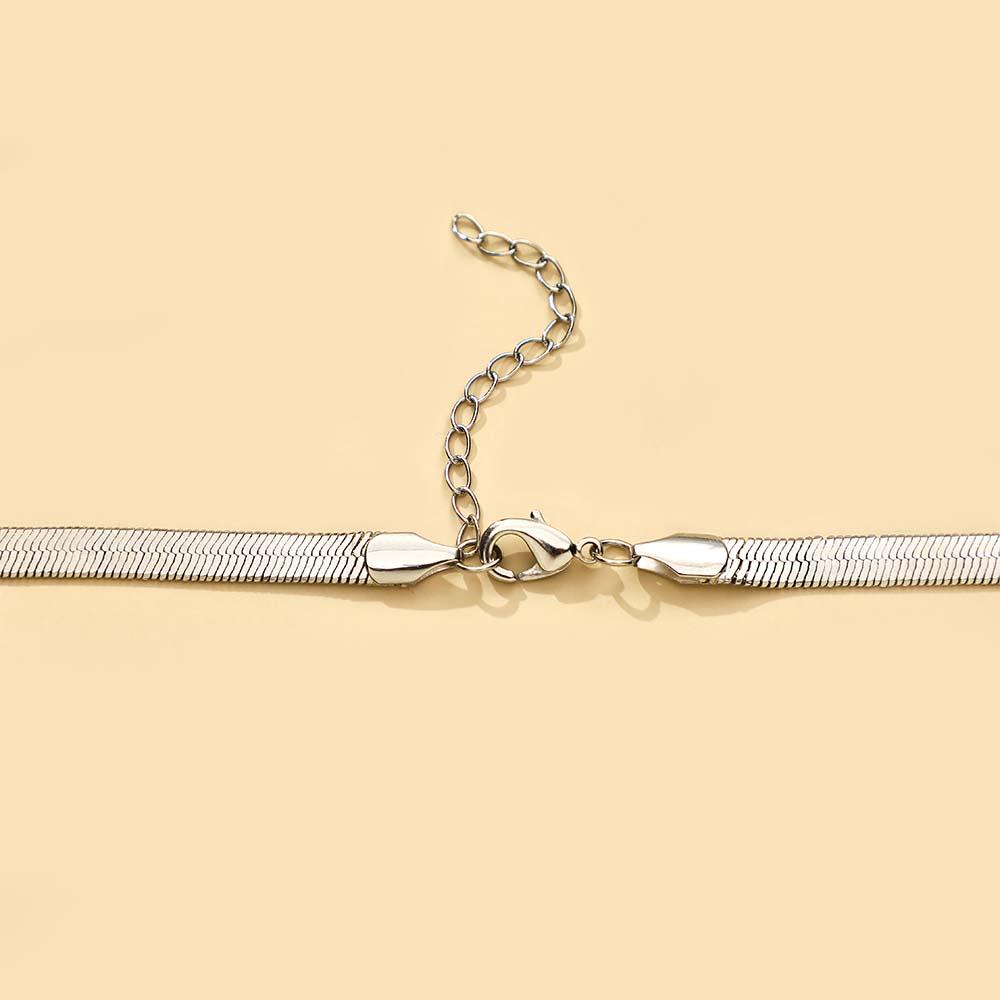 Personalized Engravable Herringbone Chain Necklace Custom Necklace with Personalized Text Gift for Her