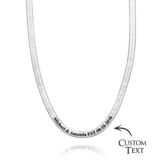 Personalized Engravable Herringbone Chain Necklace Custom Necklace with Personalized Text Gift for Her