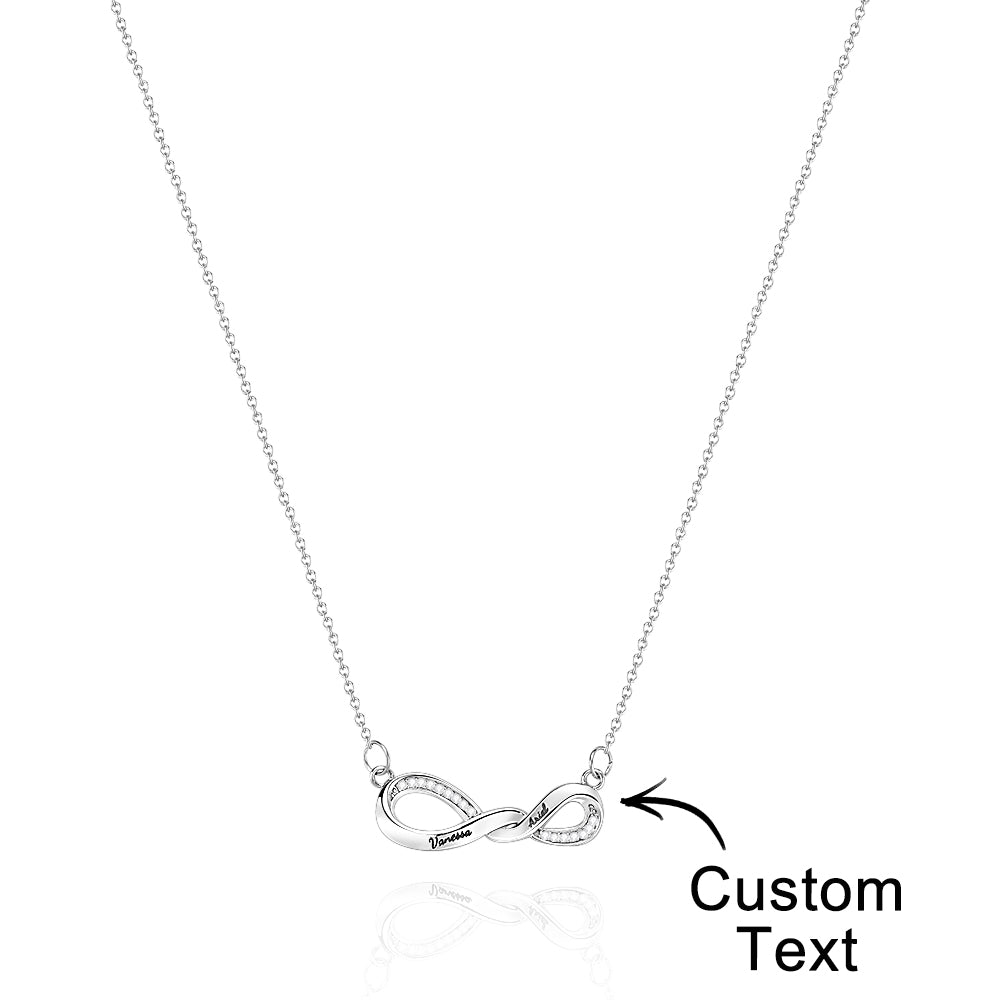 Radiant Engravable Necklace Twisted Infinity Memorial Pendant Gift For Her