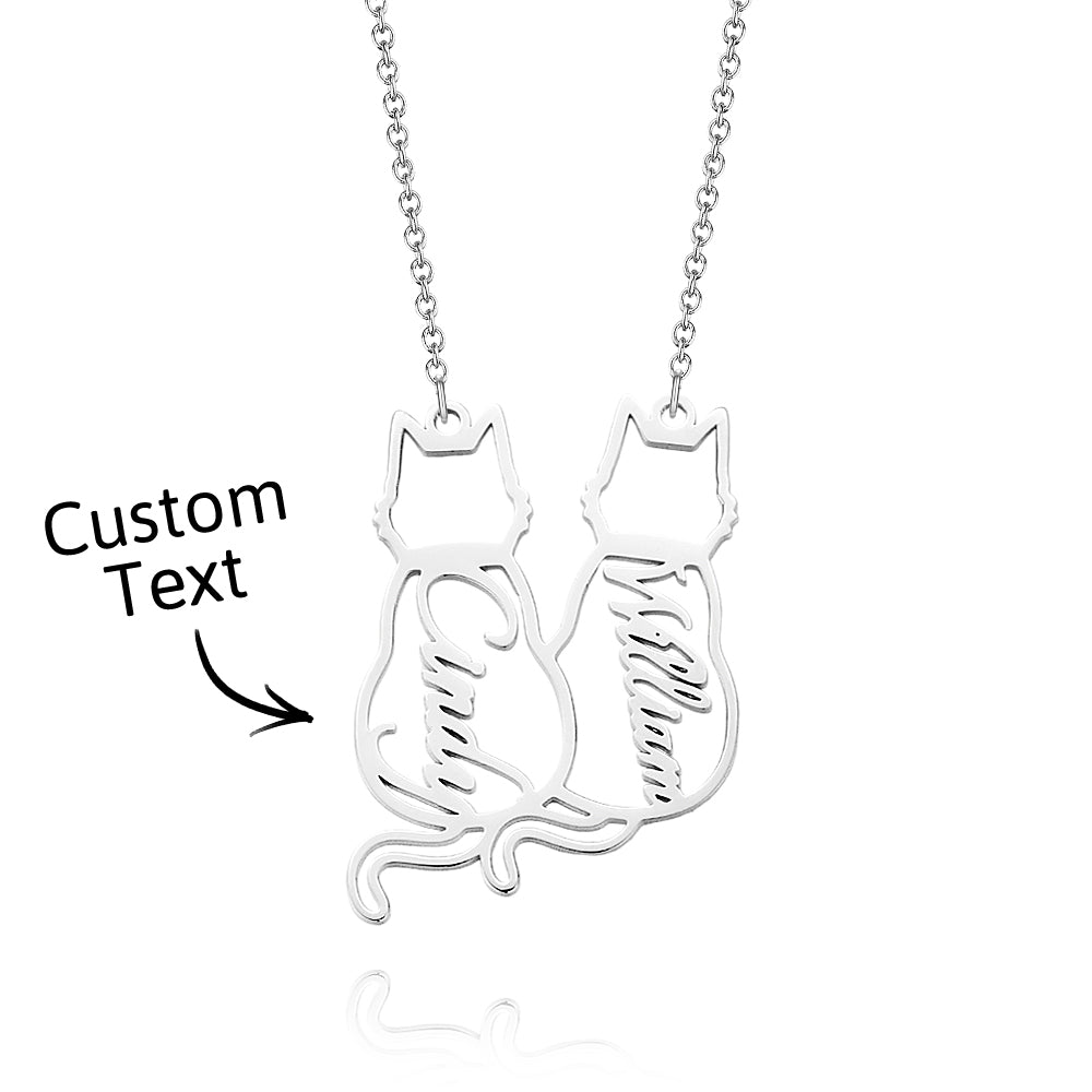 Custom Cat Necklace with Personalized Name Custom Pet Jewelry Cat Jewelry Gifts For Cat Lovers Memorials Gift