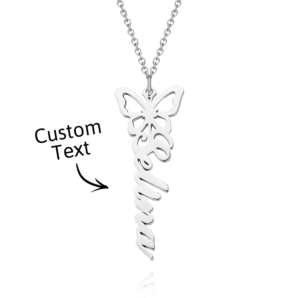 Custom Dainty Birth Butterfly Name Necklace Birthday Bridesmaid Gifts for Mom/Wife/Family/Best Friends