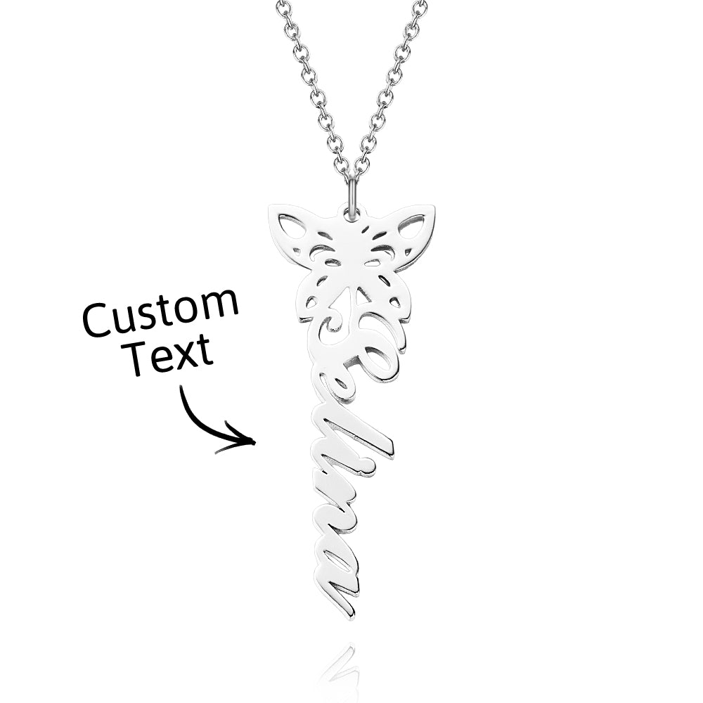 Custom Dainty Birth Butterfly Name Necklace Birthday Bridesmaid Gifts for Mom/Wife/Family/Best Friends