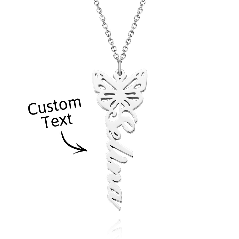 Custom Dainty Birth Butterfly Name Necklace Birthday Bridesmaid Gifts for Mom/Wife/Family/Best Friends