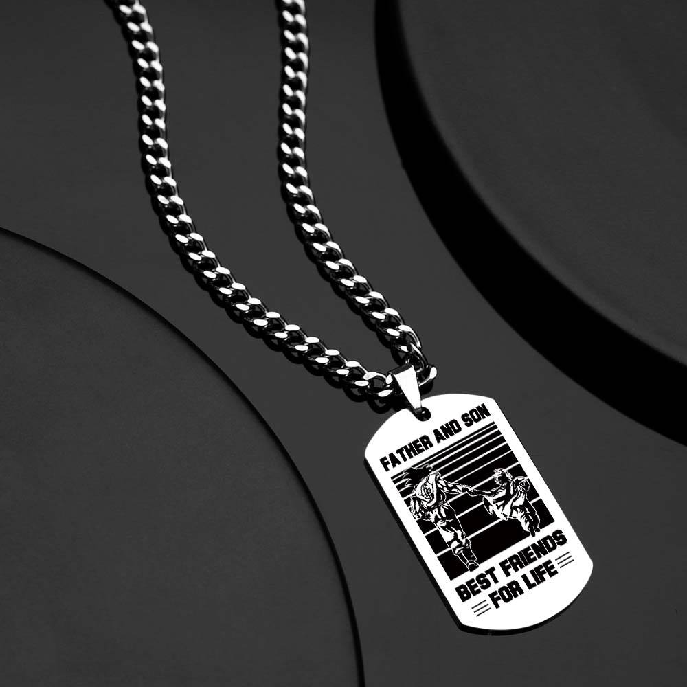 Personalized TO MY DAD Men's Necklace  I KNOW IT IS NOT EASY Dog Tag Necklace Jewelry Gift for Father