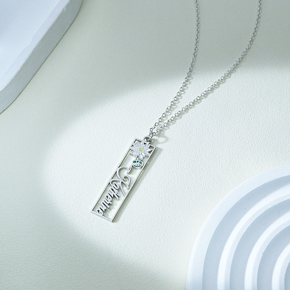 Personalized Birth Flower Name Necklace Bride Bridesmaid Gift for Women