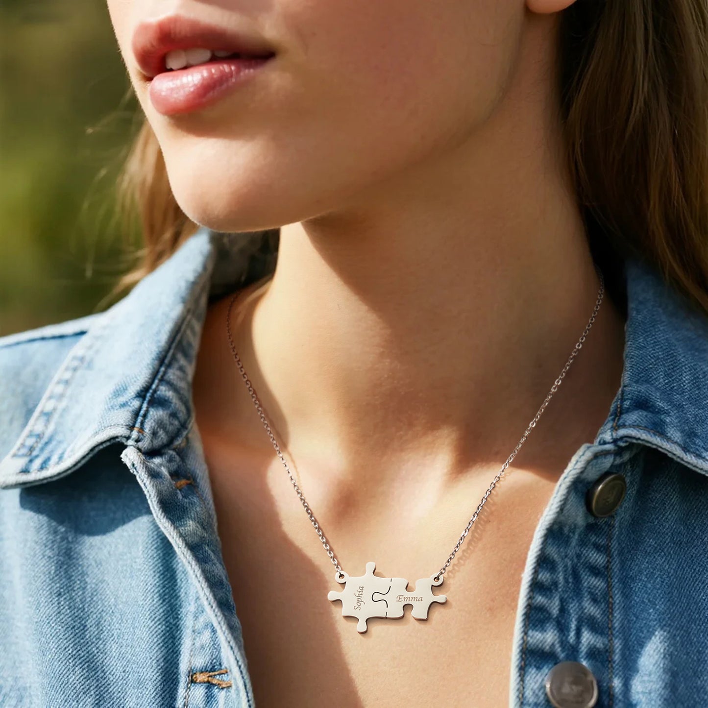 Custom Puzzles Necklace Engraved Name Necklace Kid Mom Matching Necklace Gift for Women Mother's Day Gift