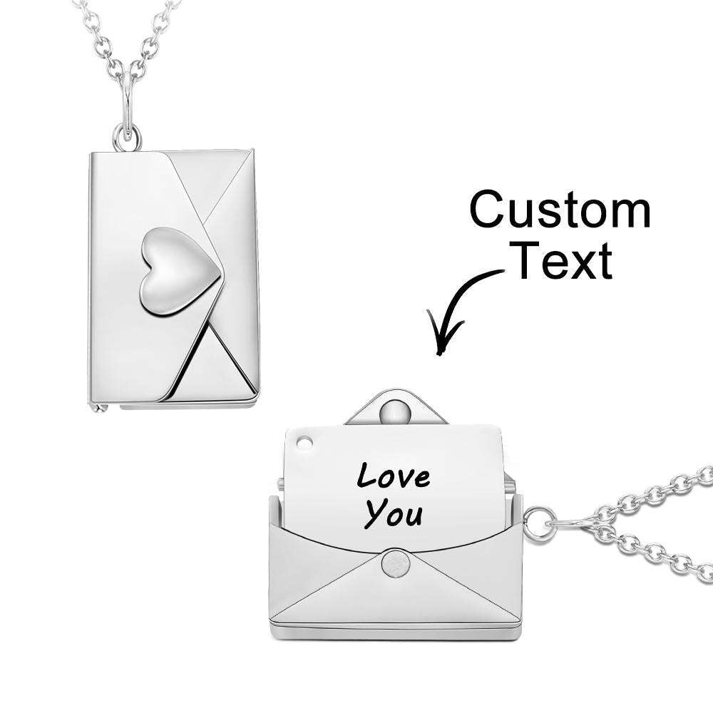 Custom Photo Necklace Engraved Text Jewelry and Key Chains Envelope Letter Secret Message Creative Gifts for Valentines' Day