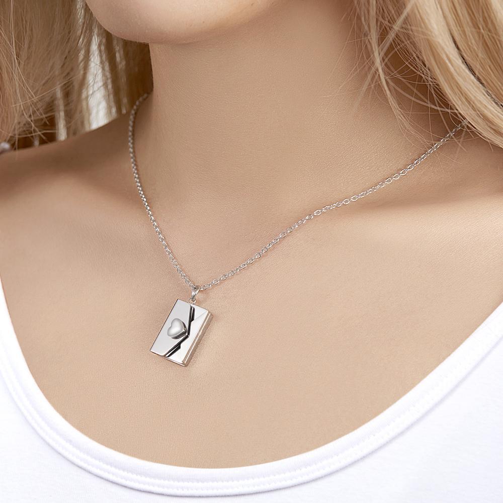 Custom Photo Necklace Engraved Text Jewelry and Key Chains Envelope Letter Secret Message Creative Gifts for Valentines' Day
