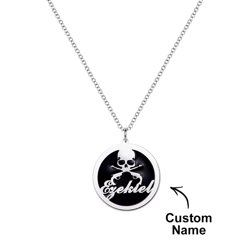Pirate Coin Pendant Skull and Bones Necklace Pirates Medallion Mens Jewelry Gifts for Adventurers