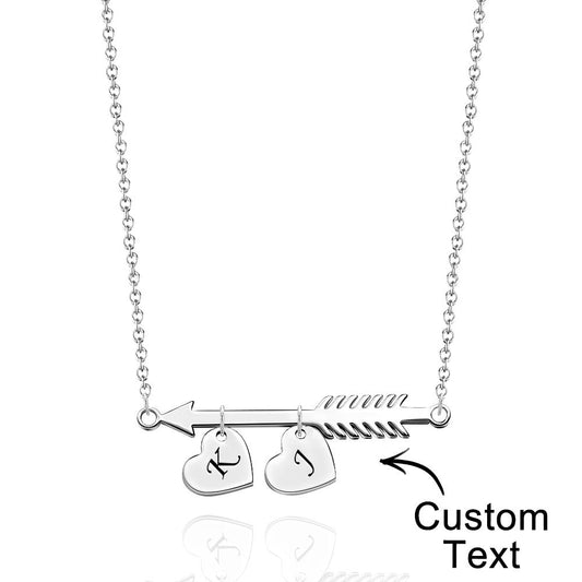 Custom Fish Bones Initial Necklace Heart Shape Pendant Engraved Text Gift for Her