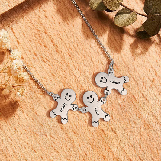 Personalized Name Gingerbread Men Necklace Christmas Gift