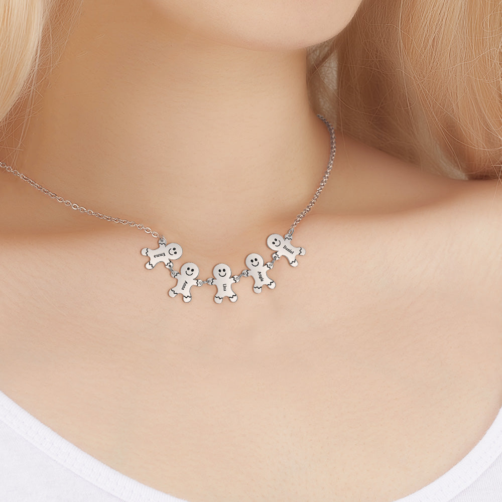 Personalized Name Gingerbread Men Necklace Christmas Gift