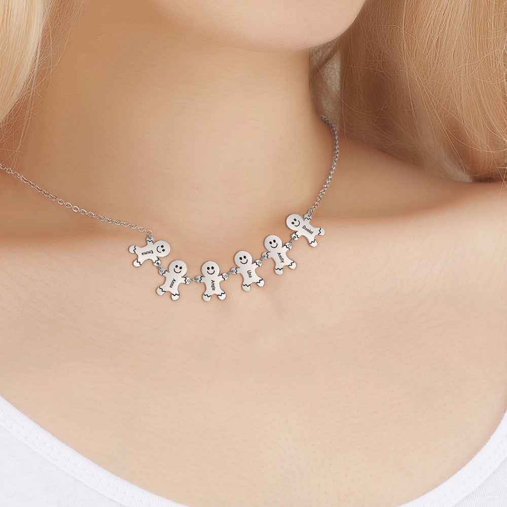 Personalized Name Gingerbread Men Necklace Christmas Gift