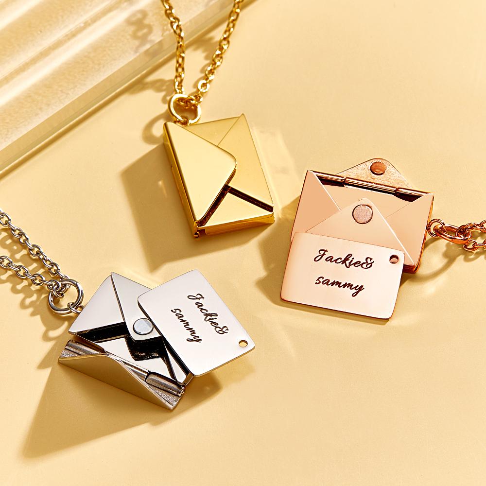 Custom Engraved Necklace Envelope Letter Secret Necklace Message Creative Gifts for Her