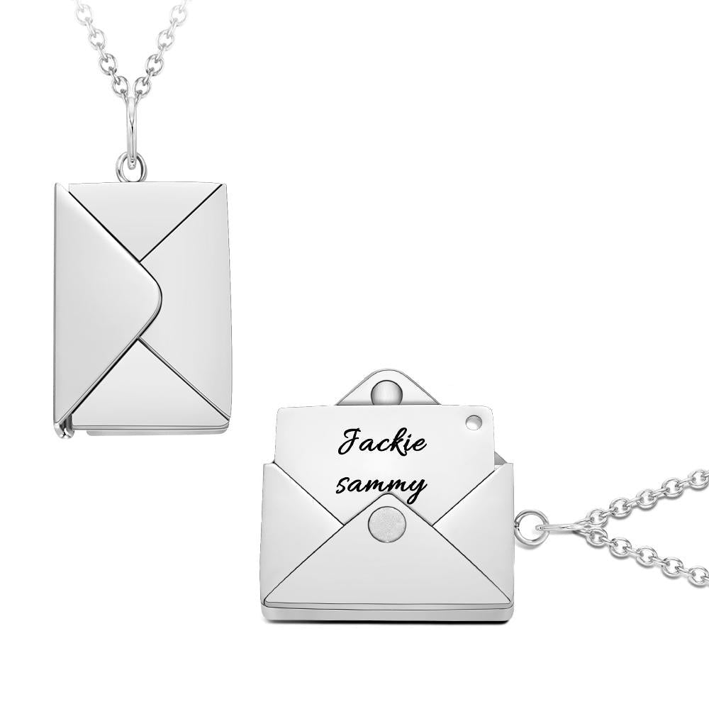 Custom Engraved Necklace Envelope Letter Secret Necklace Message Creative Gifts for Her