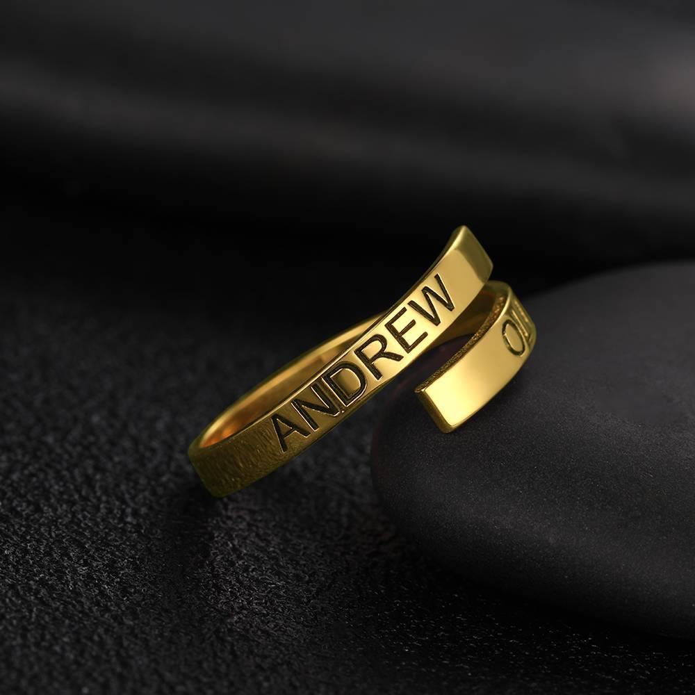 Custom Name Ring, Engraved Two Name Ring 14K Gold Plated - Golden