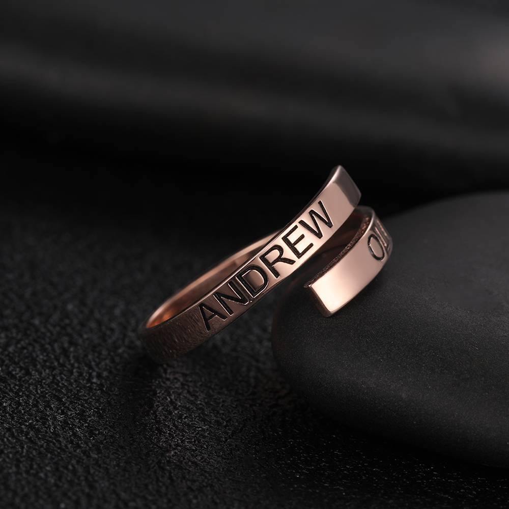 Custom Name Ring, Engraved Two Name Ring Rose Gold Plated