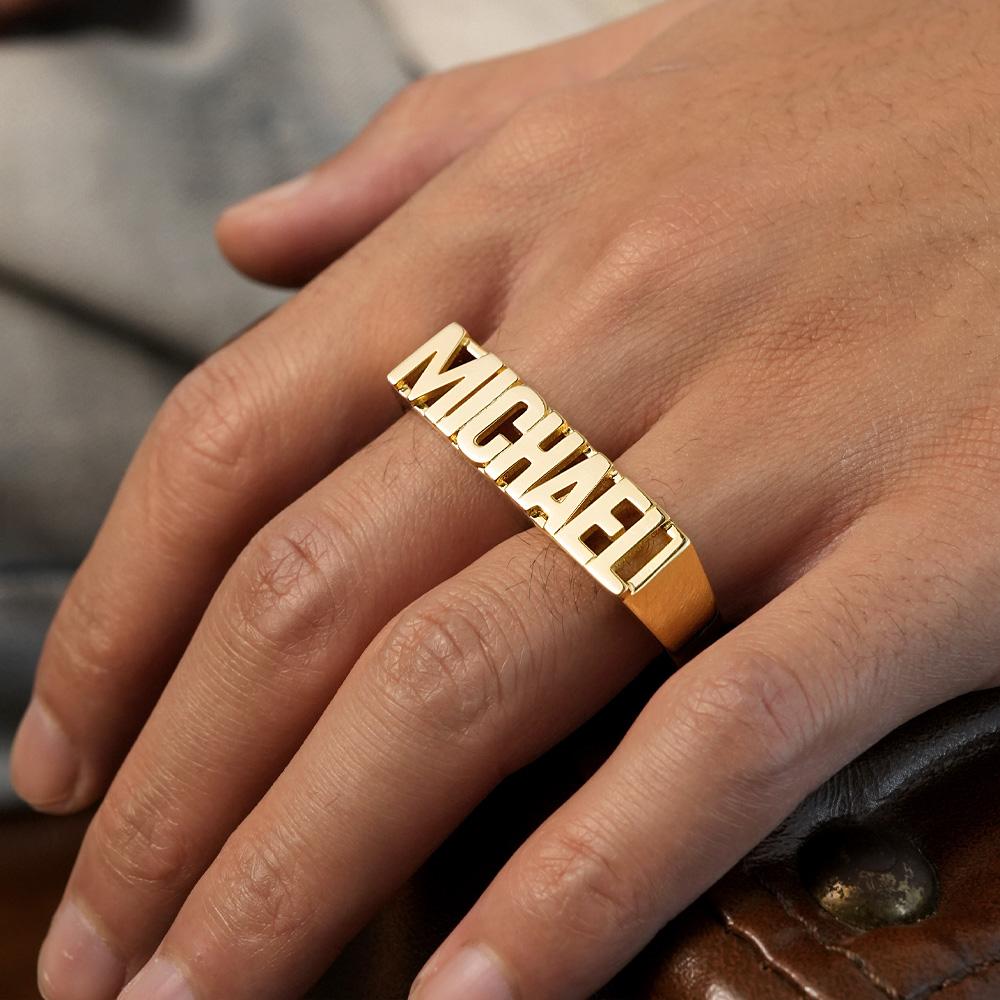 Custom Two Finger Name Ring Personalized Men's Double Band Ring