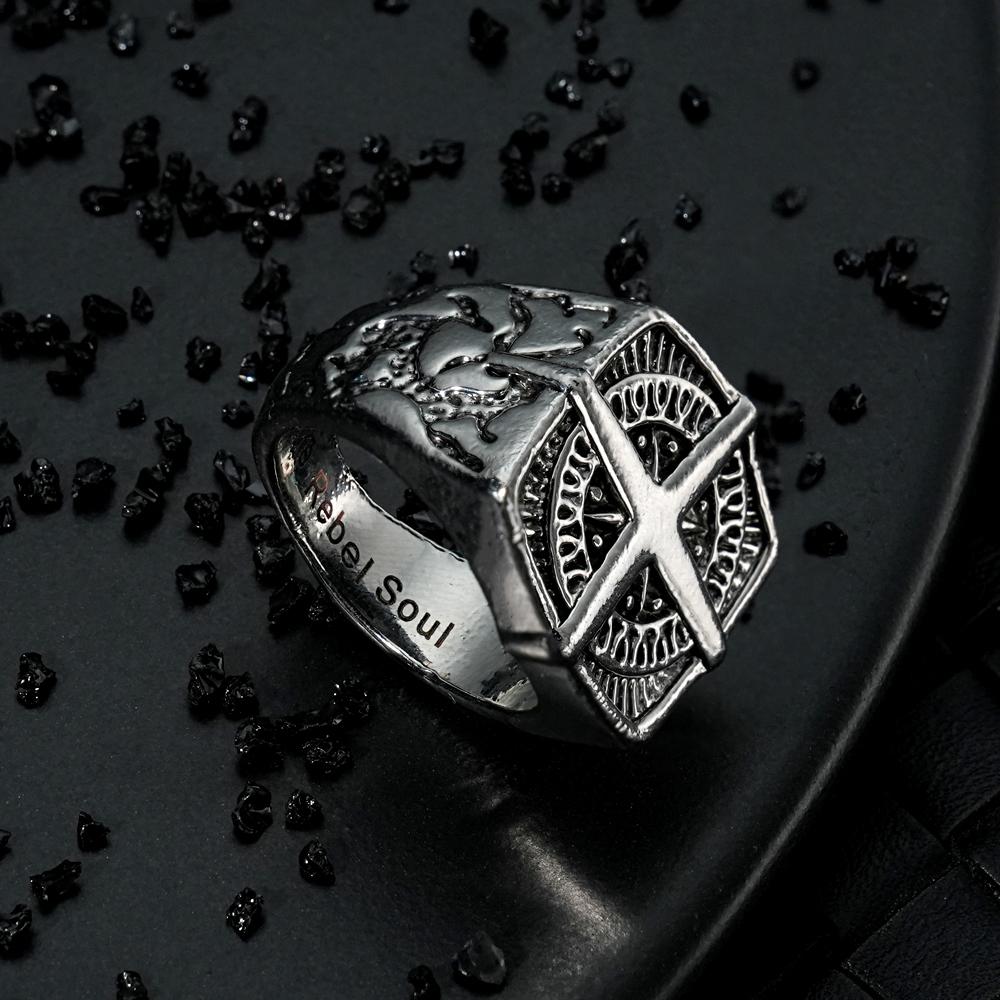 Custom Engraved Rings Men's Punk Rings North Star Rings Gift For Him