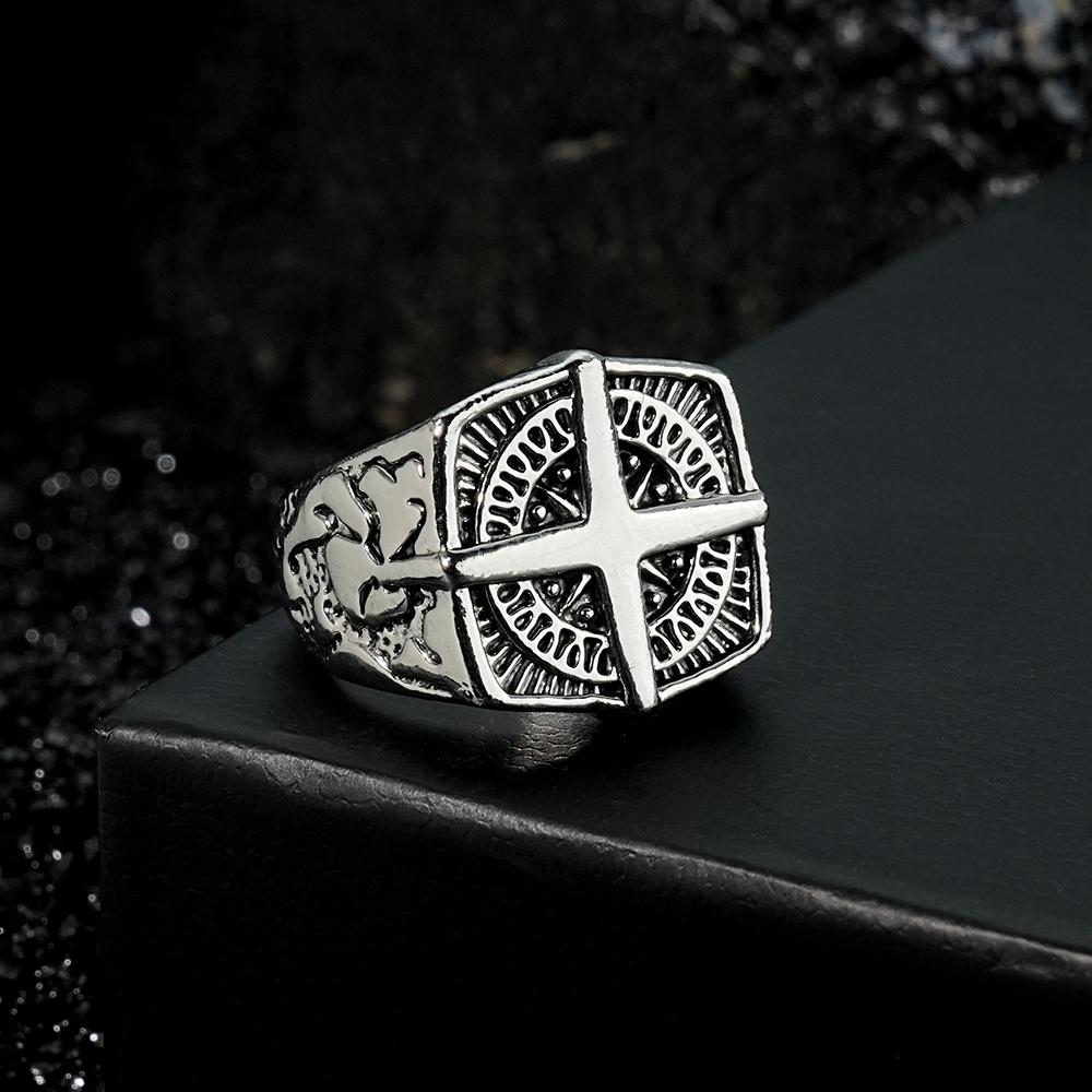 Custom Engraved Rings Men's Punk Rings North Star Rings Gift For Him