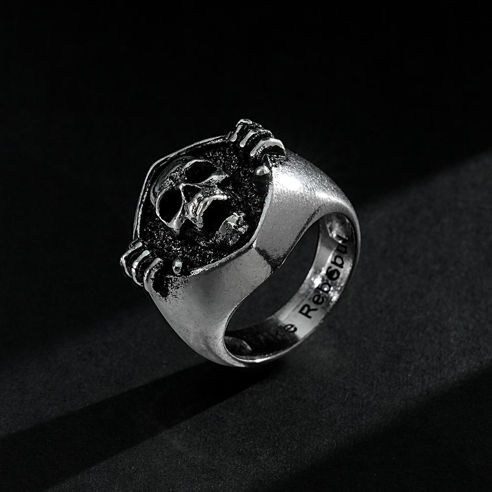 Custom Engraved Rings Men's Punk Rings Skeleton Rings Gift For Him
