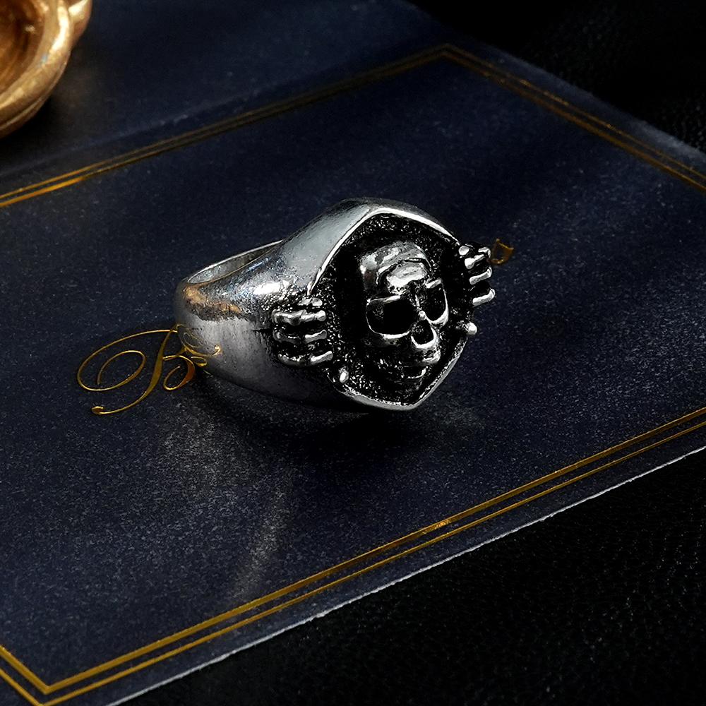 Custom Engraved Rings Men's Punk Rings Skeleton Rings Gift For Him