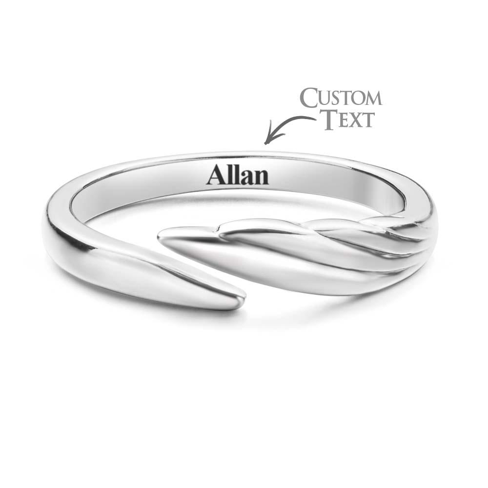 Engravable Wings Devil and Angel Ring Simple Trendy Couple Open Rings